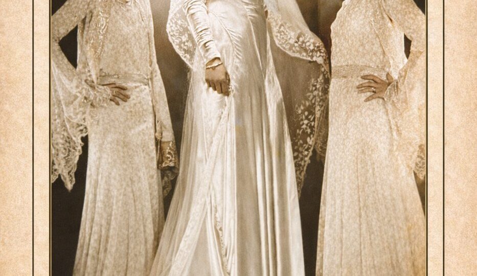 Period photograph, 1929: the three Pillsbury sisters at Mary's wedding in the mansion, from left Helen, the bride Mary, and Katharine, who would marry in Paris five months later.