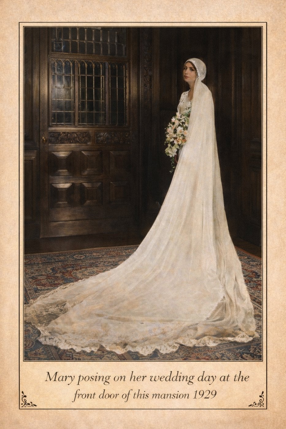 Mary in her wedding gown