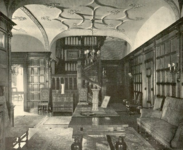 Historic drawing of the great hall staircase
