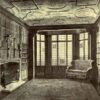 The drawing room and library of the Pillsbury Mansion, where imported English panelling and antique glass were reassembled in Minneapolis.