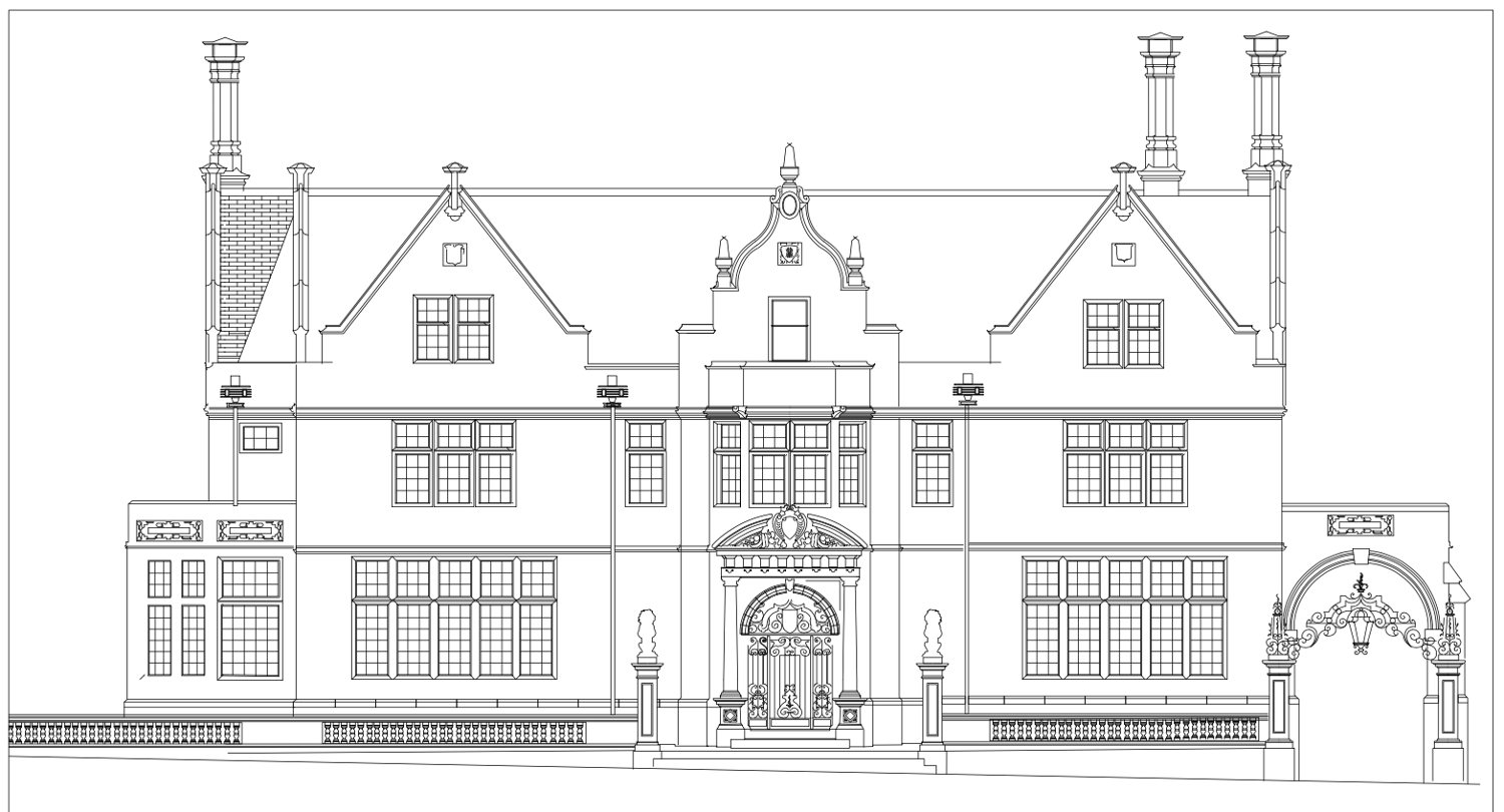 Line drawing of the mansion