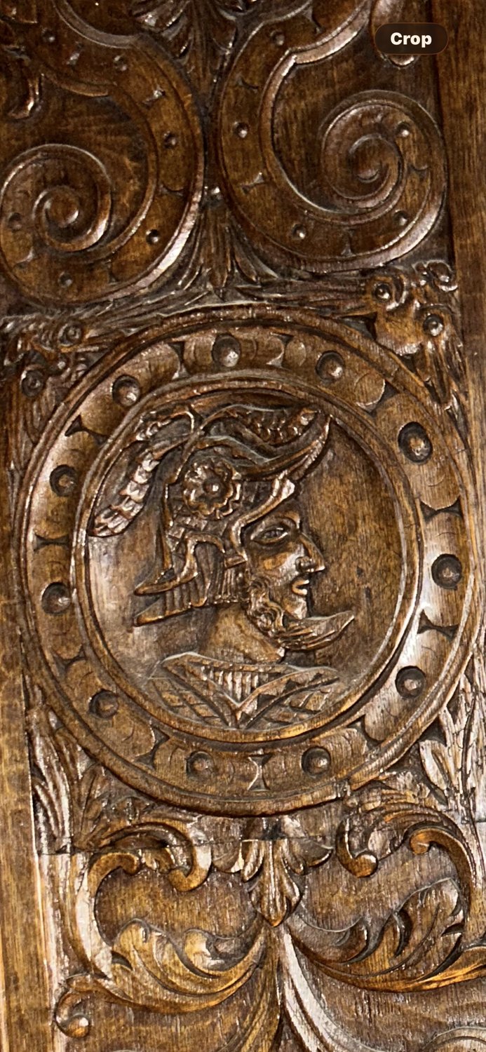 Carved oak relief
